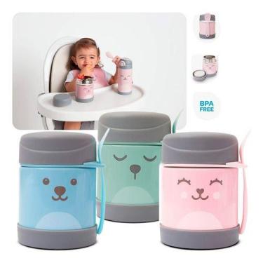 Imagem de Pote Térmico Para Alimentação Papinha Frutas Com Talher Buba, Rosa