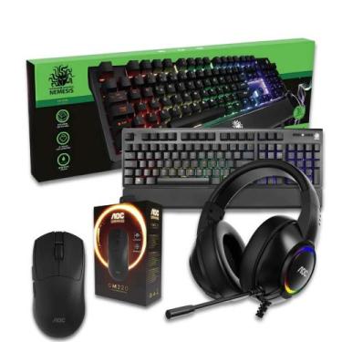 Imagem de Kit Gamer Completo RGB Mouse 8000DPI Teclado Mecânico Headset - OEM