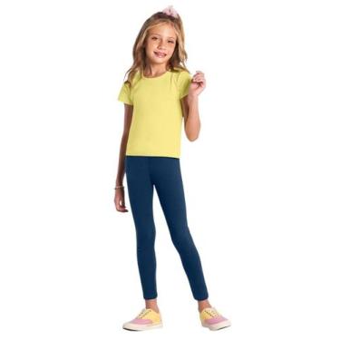 Imagem de Calça Legging Básica Infantil Menina em Cotton Brandili, Azul escuro, 