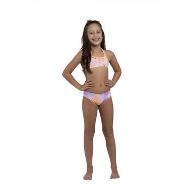 Imagem de Biquini Infantil Feminino Sirikids Verde Água/ Laranja / Roxo 36535, V