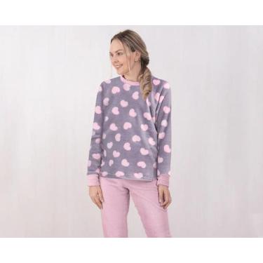 Imagem de Pijama De Plush Frio Inverno Quentinho Adulto Envio Imediato - Bella, 