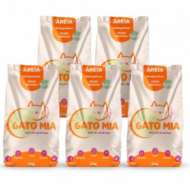 Imagem de Kit 5 Areia Higienica Biodegradavel Gato Mia 2kg Grao Grosso