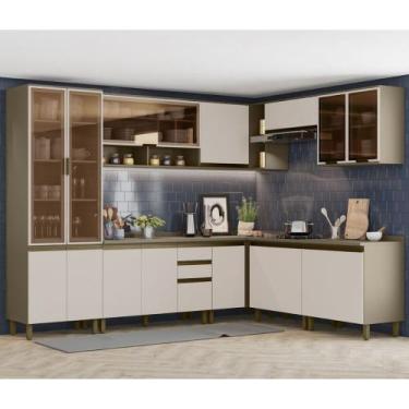 Imagem de Cozinha Completa de Canto 16 Portas 3 Gavetas Connect Henn - Off White
