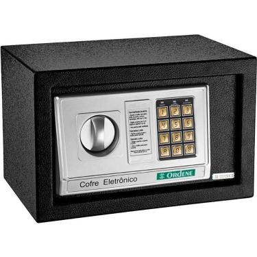 Imagem de Cofre Digital 31x20x20cm Painel Eletrônico Chapa de Aço 2 Chaves de Emergência Preto Ordene