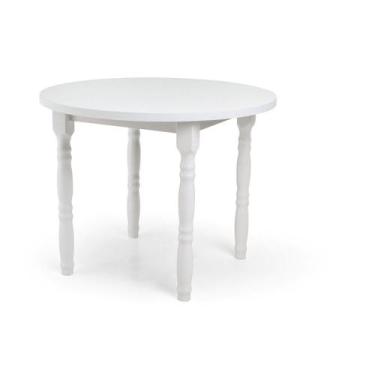 Imagem de Mesa Redonda 99 cm Tampo MDF Dalas Branco - DEISS