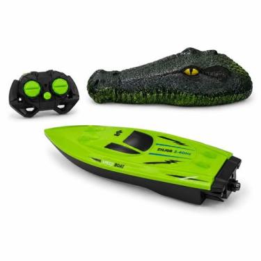 Imagem de Lancha Barco Controle Remoto Jacaré Crocodilo 2 em 1 Cabeça Pegadinha 