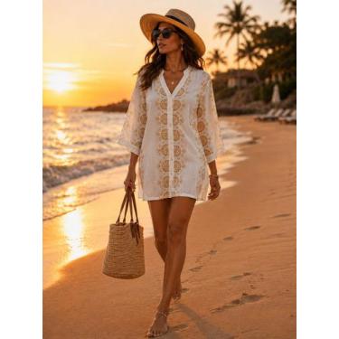 Imagem de Saida de Praia Tunica Lesie Boho Brisa do Mar - Mimos Alternativa, Bra