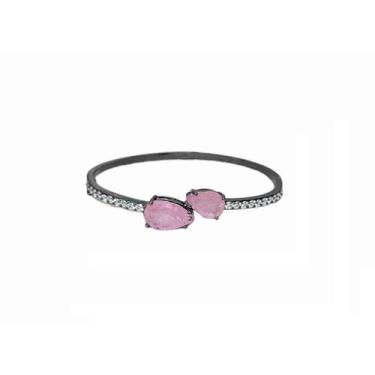 Imagem de Bracelete Luxo com Zircônias Light Pink Banhado a Ródio Negro - Acessó