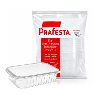 Imagem de Pote Retangular C/Tampa 1000ml com 24 Unidades Prafesta