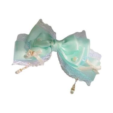 Imagem de Presilha De Cabelo Rosa Lolita Com Laço Estilo Doce Kawaii Acessórios 