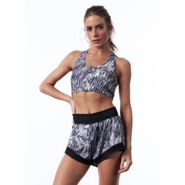 Imagem de Short Duplo Colcci Feminino 00300 Nylon Estampado Preto-Feminino