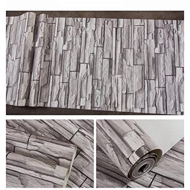 Imagem de WSWJDW Tijolo Pedra 3D Papel de Parede PVC À Prova D 'Água Pedra Vintage Papel De Parede Texturizado Sala De Estar Quarto Café Bar Decoração Retro Adesivo Tijolo, 2,53cmx10m