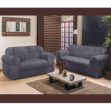 Imagem de Capa de Sofa 2 e 3 Lugares King Elasticada Malha Gel Cinza