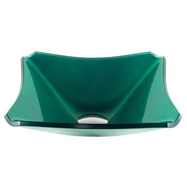 Imagem de CUBA DE VIDRO QUADRADA CHANFRADA 30CM VERDE