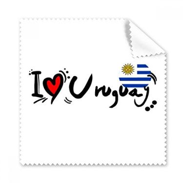Imagem de I Love Uruguai Palavra Bandeira Amor Ilustração Coração Pano de Limpeza Limpeza de Tela de Celular 5 peças
