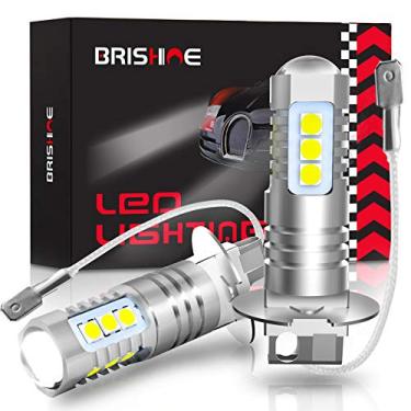 Imagem de BRISHINE Lâmpadas de LED H3 6000K Xenon branco, extremamente brilhante 3030 Chips H3 lâmpadas de LED com projetor para faróis de neblina de carro, luzes de rodagem diurna DRL (pacote com 2)