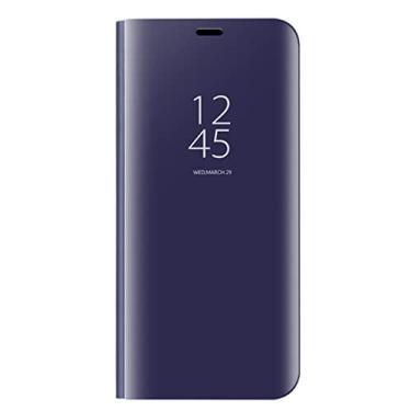 Imagem de Capa para Samsung Galaxy s22/s22 plus/s22 Ultra, Smart Clear View Window Flip Mirror Case Proteção total do corpo Capa Translúcida para PC Capa, Roxa, S22 Ultra 6,8"