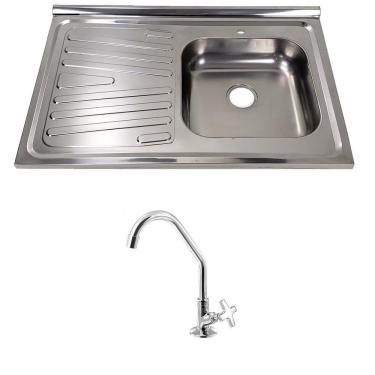 Imagem de Pia Inox Fabrinox PSD800D 80x52cm, cuba direita, com furo e torneira