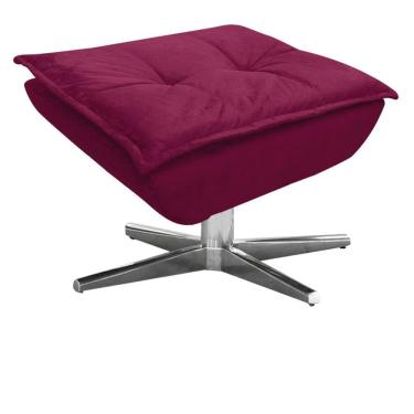 Imagem de Puff Decorativo Sala de Estar Base Giratória Cromada Opla Suede Vinho - Ibiza