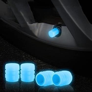 Imagem de Fixett Tampas de válvula de pneu de carro fluorescente universais 4 peças (azul 8PCS)