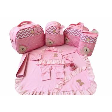 Imagem de Kit Bolsa Maternidade 5 Peças Completo Ursa Princesa Térmica Rosa Bebê