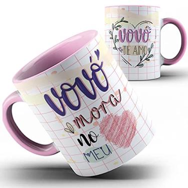 Imagem de Caneca rosa xícara Vovó avó mora meu coração
