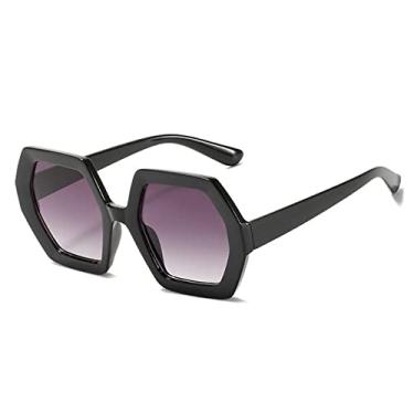 Imagem de Óculos de sol quadrados para mulheres de grandes dimensões bege marrom gradiente óculos de sol feminino poligonal elegante óculos uv400, c2preto, cinza, como a imagem