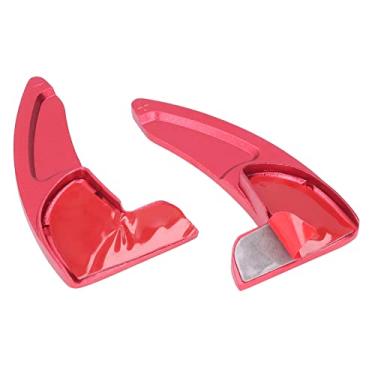 Imagem de Aramox Remo de câmbio de volante apto para Challenger 2015?2019, 2 peças de substituição de câmbio de extensão de volante de carro (vermelho)