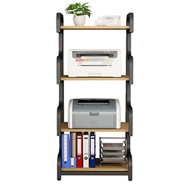 Imagem de Suporte de impressora de 4 camadas suporte de impressora de piso rack de scanner de máquina de fax móvel, prateleira de armação de metal para escritório sala de estar suporte de triturador de papel suporte de impressora para mesa (cor: preto)