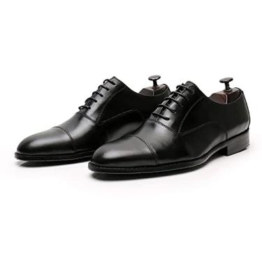 Imagem de Sapatos sociais masculinos de couro Oxford sapatos formais para homens moderno bico redondo casual formal de couro mocassins sapatos para festa de casamento trabalho