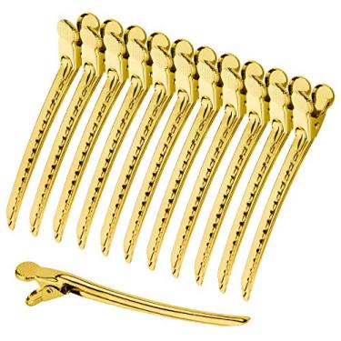 Imagem de Grampos de cabelo em metal para cabelo com presilhas de cabelo para modelar grampos de cabelo em formato de pato, clipes de divisão - presilhas para cabeleireiro de salão de beleza de aço inoxidável - dourado, 12 pacotes