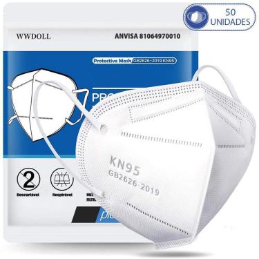 Imagem de 50 Máscaras Respiratórias Kn95 Branca Wwdoll 5 Camada Anvisa