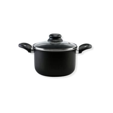 Imagem de Caldeirão 22cm Antiaderente Preto com Tampa de Vidro Médio Não Gruda Ônix