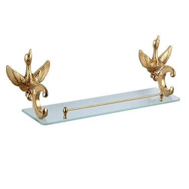Imagem de Prateleira do banheiro Prateleira de vidro do cisne do polonês do ouro de cristal para acessórios do banheiro ajustados montados na parede 50cm único suporte de banheiro Prateleiras de banheiro