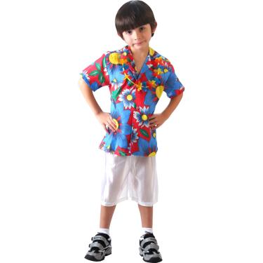 Imagem de Havaiano Fantasia Infantil - Menino -  Short, Camisa e Colar
 P