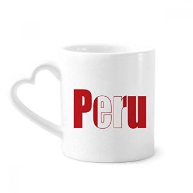 Imagem de Caneca com nome da bandeira do país do Peru Caneca de café cerâmica copo de coração de vidro