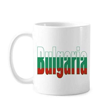 Imagem de Caneca de cerâmica com nome da bandeira da Bulgária, xícara de porcelana de café, utensílios de mesa
