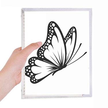 Imagem de Caderno simples vintage de borboleta em preto com folhas soltas, recarregável, diário de papelaria