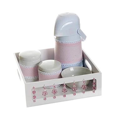 Imagem de Potinho de Mel Kit Higiene Com Porcelanas E Capa Florzinha Quarto Bebê Menina Rosa