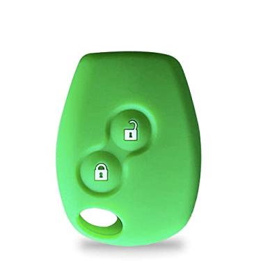 Imagem de YJADHU Capa de chave para controle remoto de carro com 2 botões, adequada para Renault Clio Duster DACIA Logan 2 3 Sandero Nissan Terrano Almera Lada Largus, verde