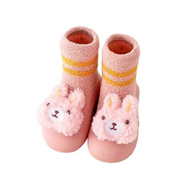 Imagem de Sapatos infantil menino tamanho 6 outono e inverno confortáveis sapatos infantis de coelho fofo urso bebê menino (rosa, 12-18 meses)
