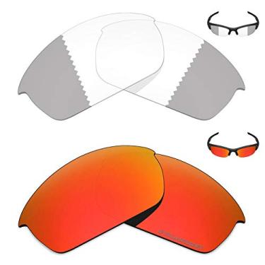 Imagem de 2 pares de lentes de reposição para óculos de sol Oakley Flak Jacket da Mryok+ - cinza eclipse fotocromático/vermelho fogo