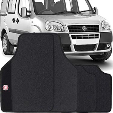 Imagem de Jogo de Tapete Borracha Pvc Universal Fiat Doblo 2002 a 2018 Preto Bordado Carpete Antiderrapante Impermeável