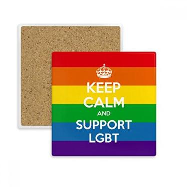 Imagem de Arco-íris Transgênero Bandeira bissexuais LGBT Tapete porta-copos quadrado suporte subplaca pedra isolante