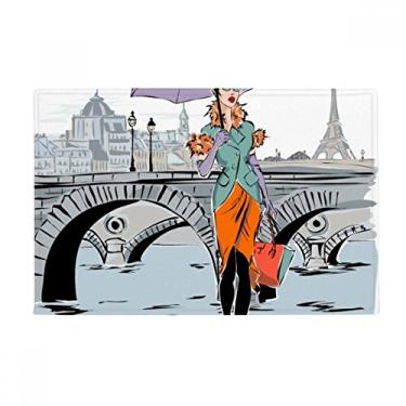 Imagem de DIYthinker Lady River Bridge Tapete de chão antiderrapante para porta de banheiro