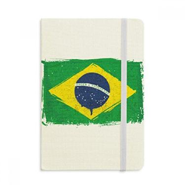Imagem de Caderno com a bandeira do Brasil pintado à mão em tecido com capa dura