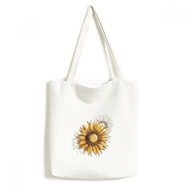 Imagem de Bolsa de lona com flor de girassol, bolsa de compras casual
