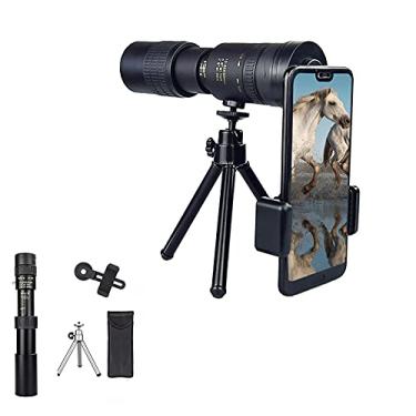 Imagem de 4k 10-300x40mm Monocular Telescopes Zoom Monocular Binoculars Pocket Telescope Suporta Smartphone para tirar fotos para escalada Bird Watching Concert Black