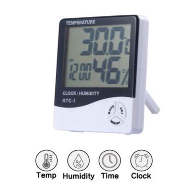 Imagem de Relogio Digital Despertador Medidor Temperatura Umidade Termometro Higrometro Mesa Parede Multiuso