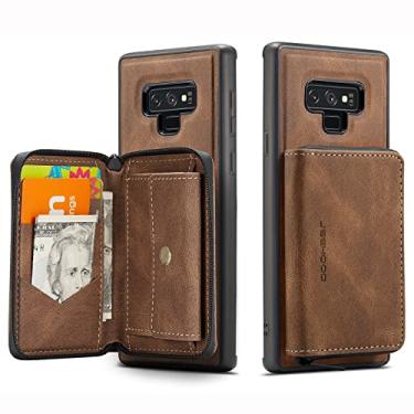 Imagem de Caso Flip do celular Capa tipo carteira destacável 2 em 1 para Samsung Galaxy Note 10+, capa traseira de couro fina à prova de choque, capa carteira com zíper protetor de suporte magnético porta-cartã